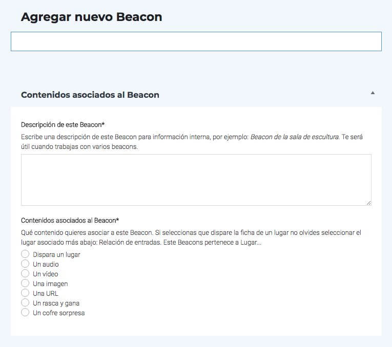 Agregar nuevo Beacon